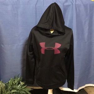Under Armour Women's Black Hoodie with Pink Logo